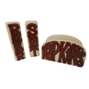 Vintage Salt and Pepper shakers napkin holder Mid Century Fres O Lone mold 1974